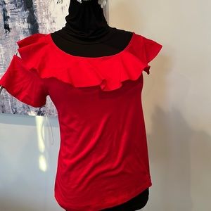 Who What Wear NWT small red asymmetrical shirt sleeve top